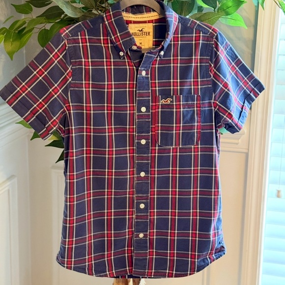 Hollister Navy and Red Plaid Shirt - Picture 2 of 3